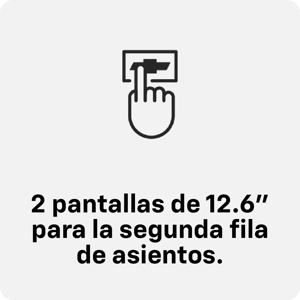 Ícono de pantallas de 12,6 en la segunda fila de asientos.