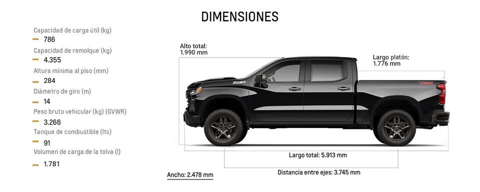 Conoce las dimensiones de la Chevrolet Silverado Trail Boss Z71