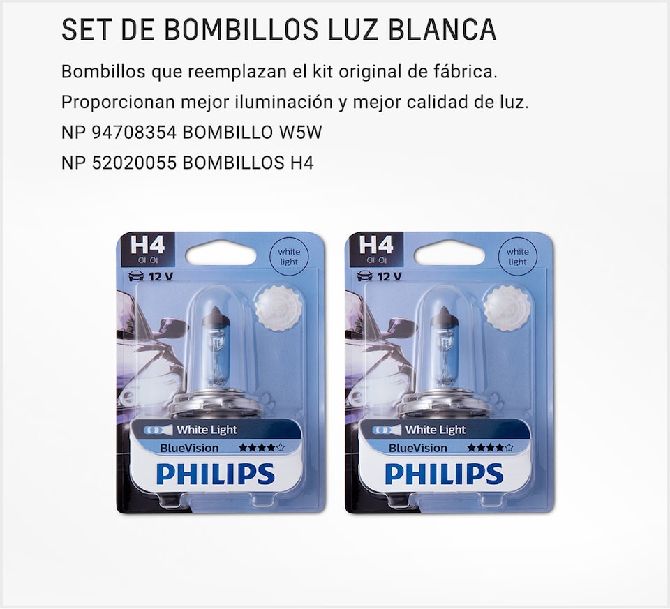 Chevrolet Onix Sedán - Set de bombillos de luz blanca H4 para tu Auto Familiar