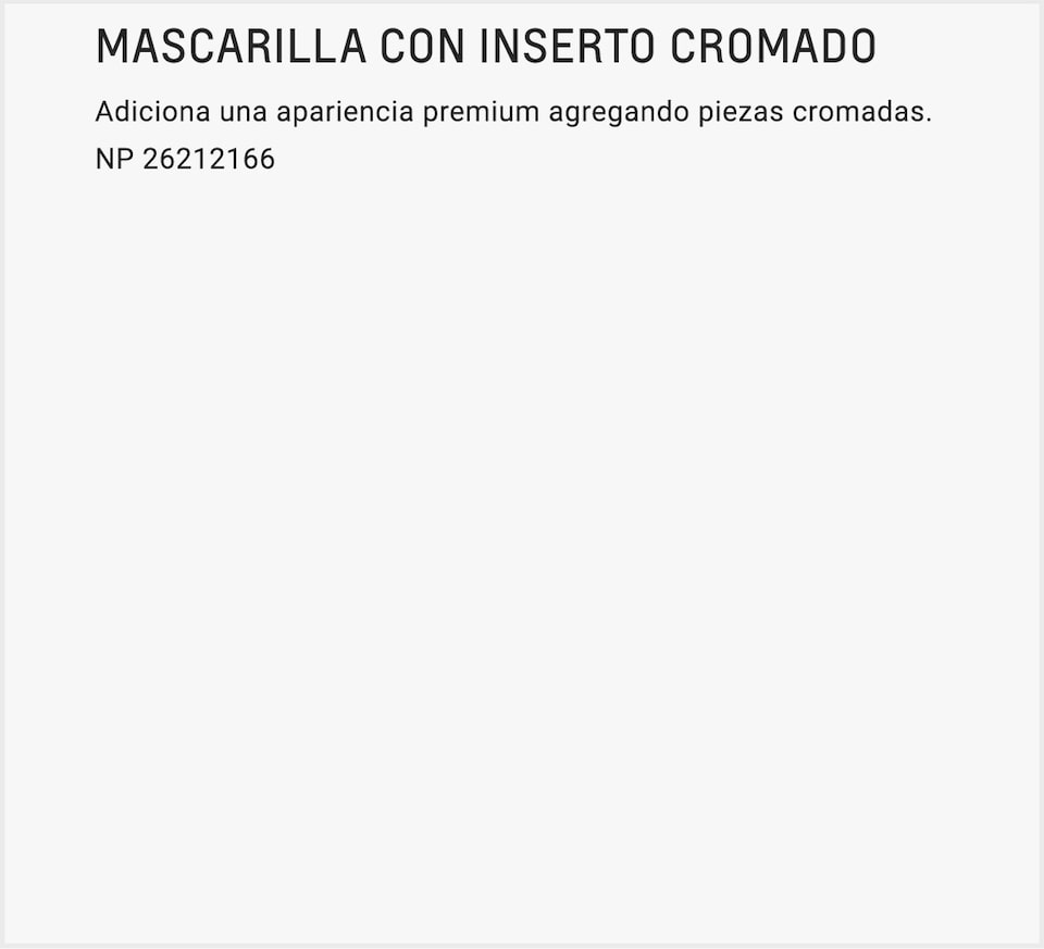Chevrolet Onix Sedán - Mascarilla con Inserto Cromado para tu Auto Familiar