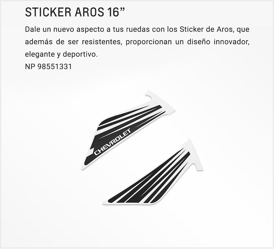 Chevrolet Onix Sedán - Sticker para Aros de 16 para tu Auto Familiar
