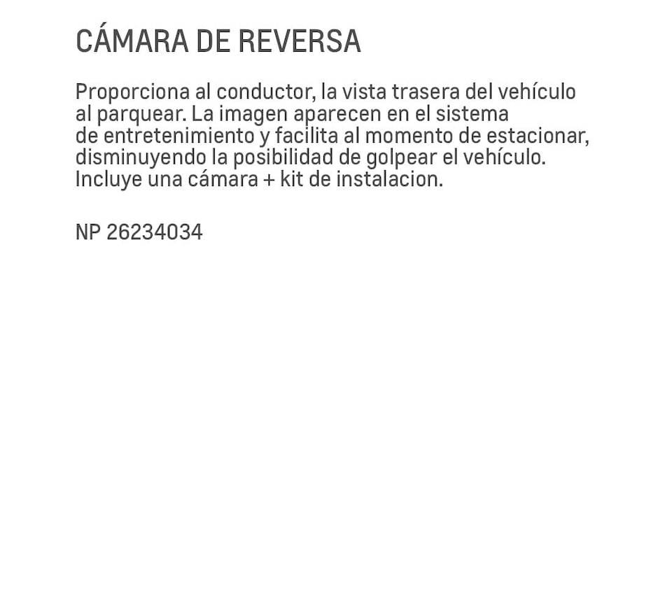 Chevrolet Tracker Turbo Accesorios de Tecnologia - Camara de Reversa de tu Camioneta SUV