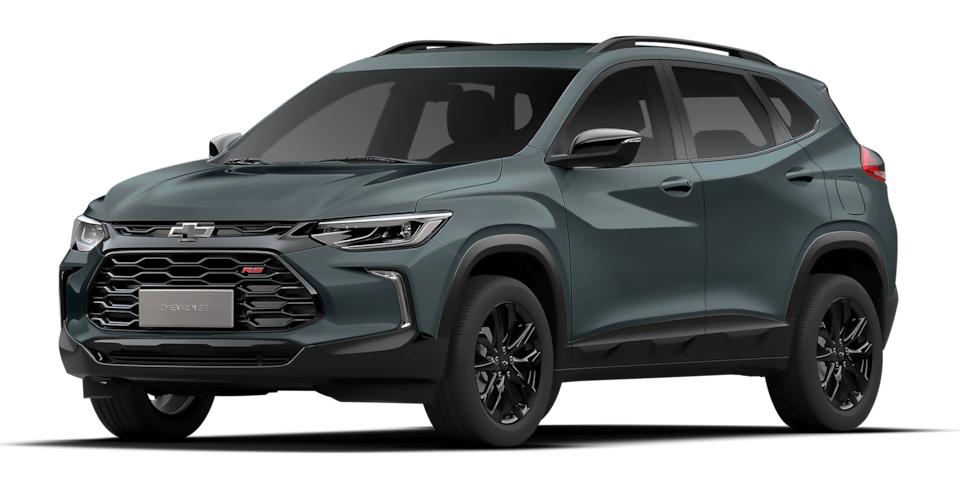 Vista frontal del Chevrolet Tracker RS 2025 en color verde con diseño deportivo y llantas negras, ideal para quienes buscan estilo y potencia en un SUV compacto