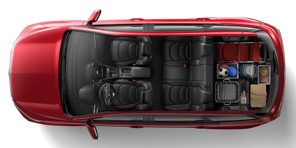 Vista superior de la Chevrolet Captiva XL con la configuración de 4 asientos.