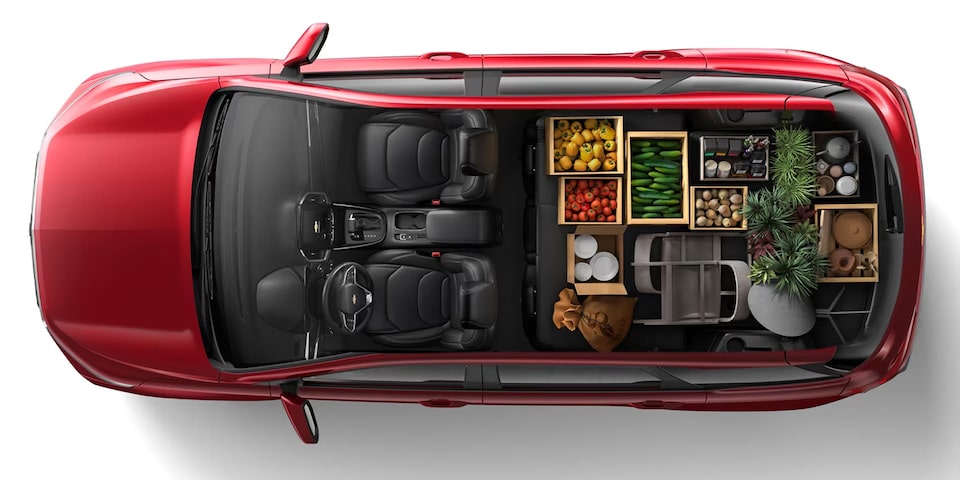 Vista superior de la Chevrolet Captiva XL con la configuración de 2 asientos para mas espacio.