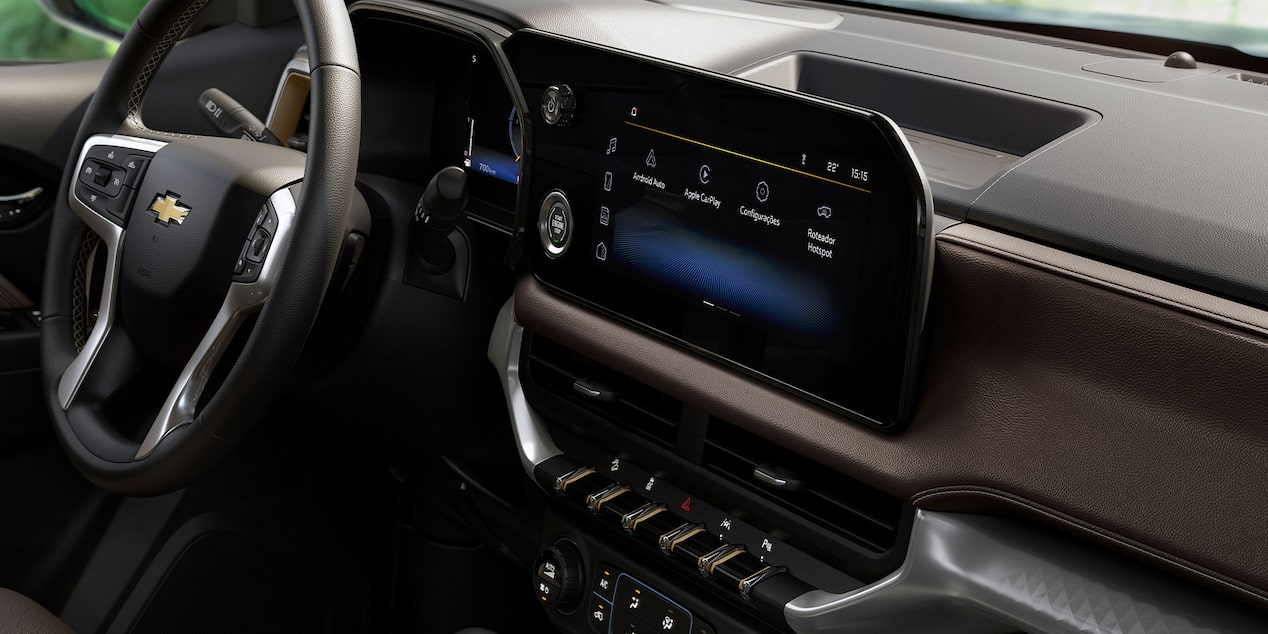 Vista en detalle de la pantalla 11 pulgadas de la Chevrolet Trailblazer.