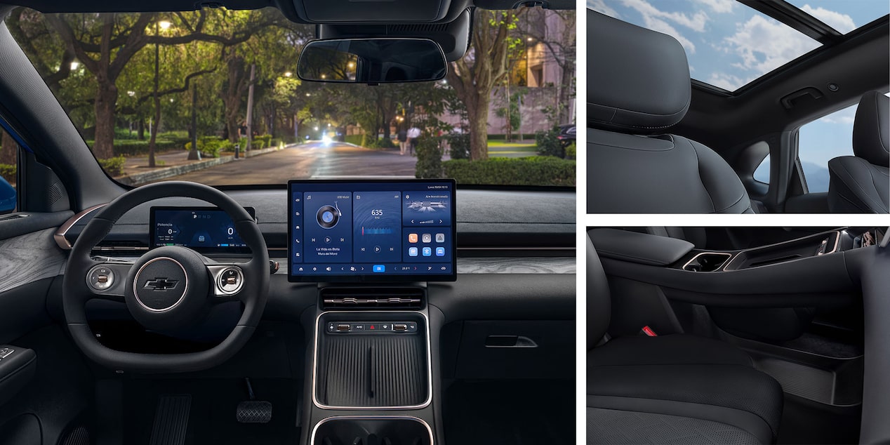 Vista completa del tablero incluyendo el volante y panel digital de la Chevrolet Captiva PHEV.