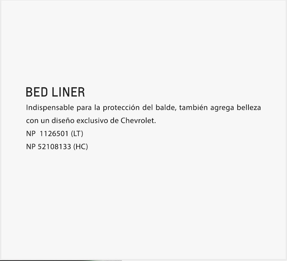 Chevrolet Colorado Accesorios Kit Sport - Bed liner 