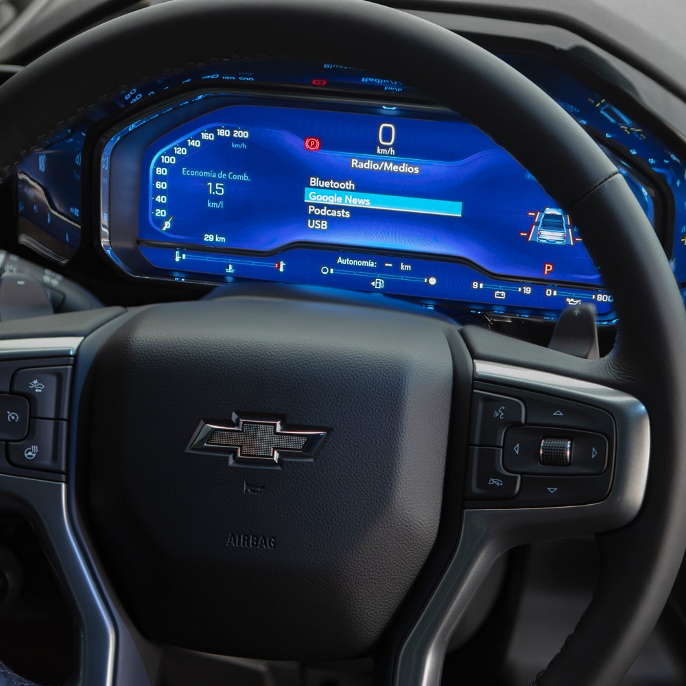 Vista en detalle del panel de instrumentos de 12.3 pulgadas.