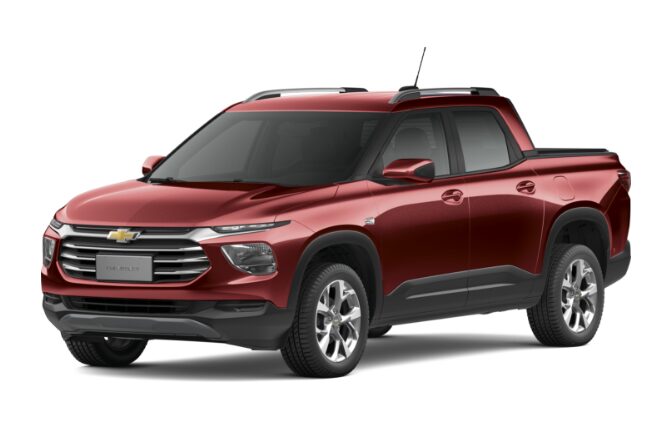 Elije la nueva camioneta Chevrolet Montana en color rojo