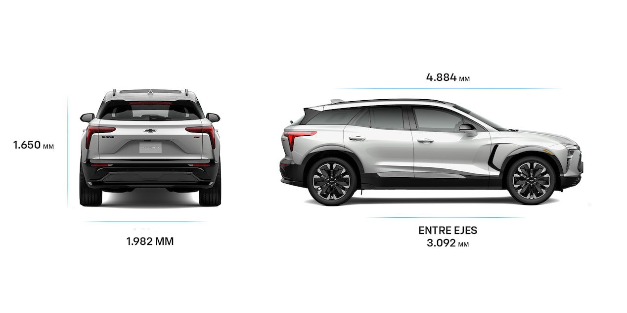 Gráfico que muestra las medidas de la Chevrolet Blazer EV.
