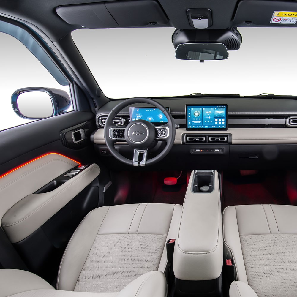 Vista completa de la luz ambiental LED interior.